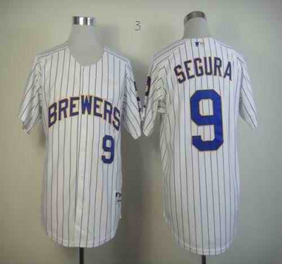 Brewers #9 Jean Segura White (blue strip) Stitched MLB Jersey