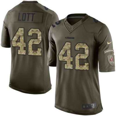 Nike 49ers #42 Ronnie Lott Green Youth Stitched NFL Limited Salute to Service Jersey