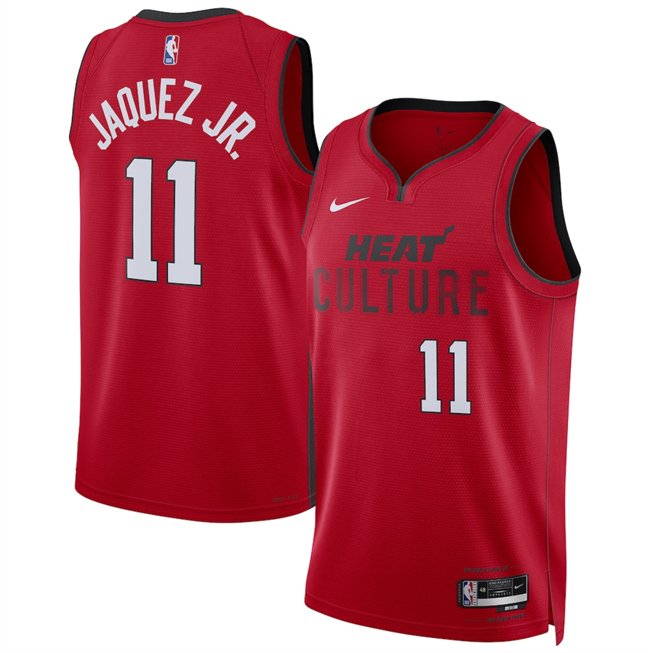 Men's Miami Heat #11 Jaime Jaquez Jr. Red 2024/25 City Edition Stitched Basketball Jersey