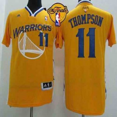 Revolution 30 Warriors #11 Klay Thompson Gold Alternate The Finals Patch Stitched NBA Jersey