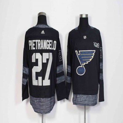 Men's Adidas St. Louis Blues #27 Alex Pietrangelo Black 1917-2017 100th Anniversary Stitched NHL Jersey