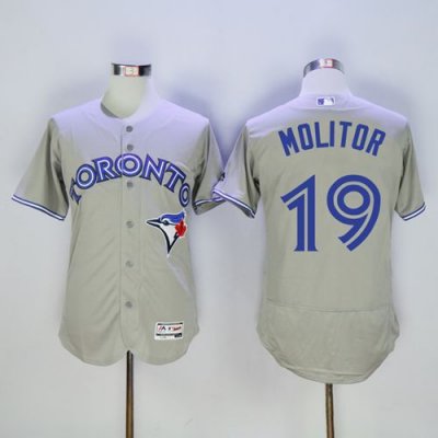 Blue Jays #19 Paul Molitor Grey Flexbase Authentic Collection Stitched MLB Jersey