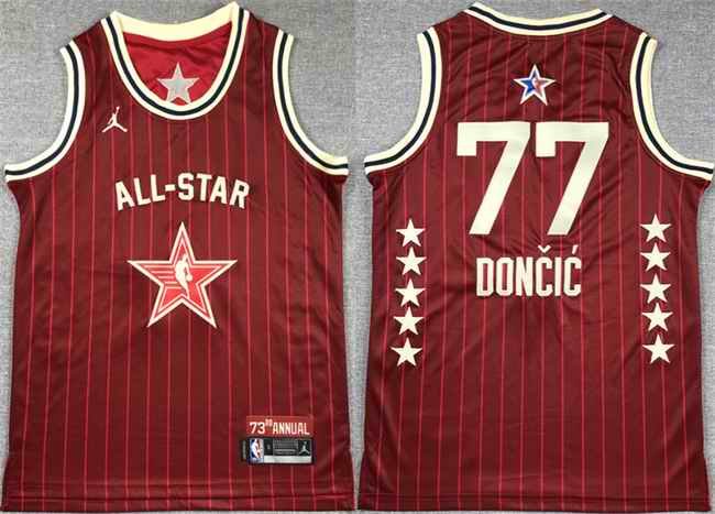 Youth Dallas Mavericks #77 Luka Doncic Red All-star Stitched Basketball Jersey