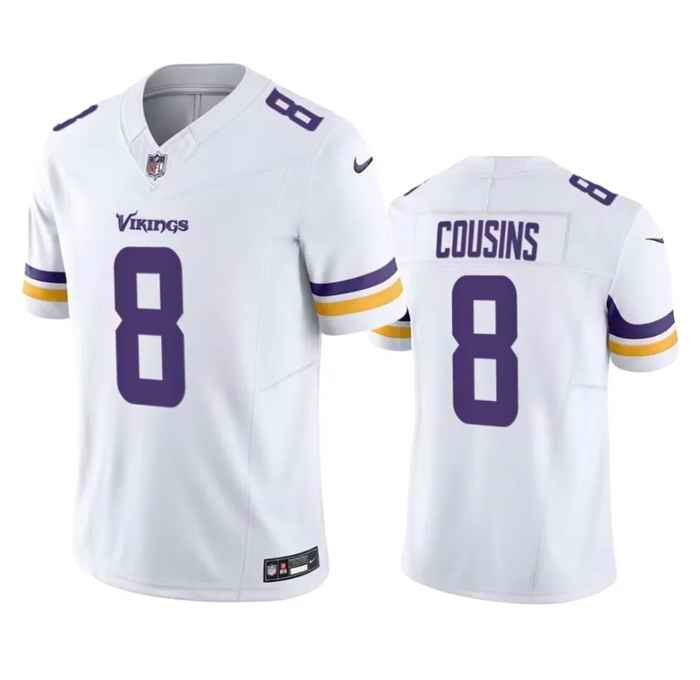 Men's Minnesota Vikings #8 Kirk Cousins White 2023 F.U.S.E.  Vapor Untouchable Stitched Jersey