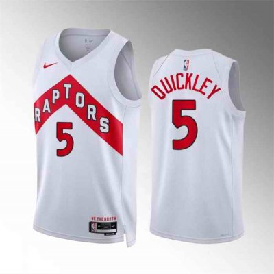 Men's Toronto Raptors #5 Immanuel Quickley White Association Edition Stitched Basketball Jersey