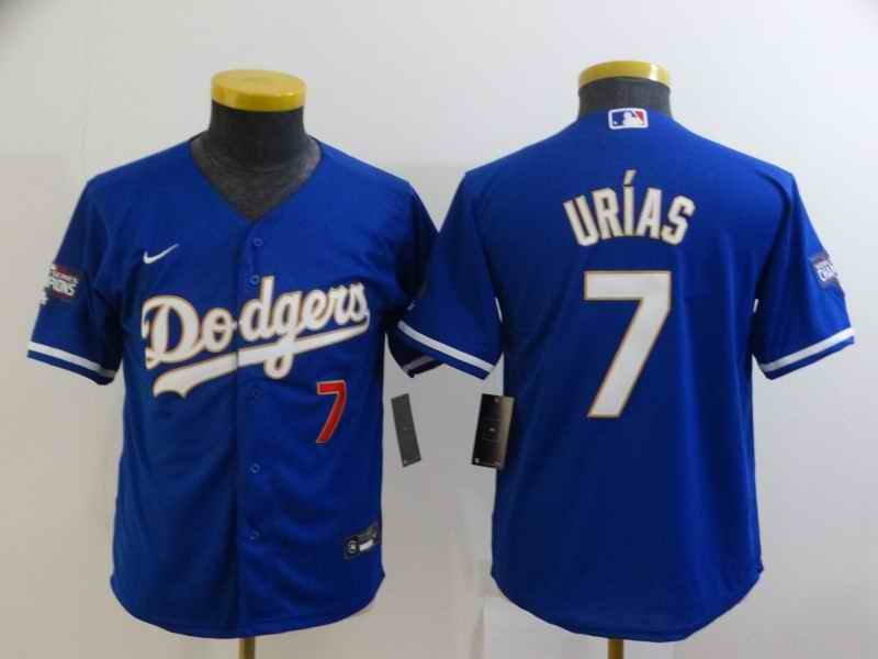 Youth Los Angeles Dodgers #7 Julio Urias Royal Cool Base Stitched Baseball Jersey