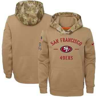 Youth San Francisco 49ers Khaki 2019 Salute to Service Therma Pullover Hoodie