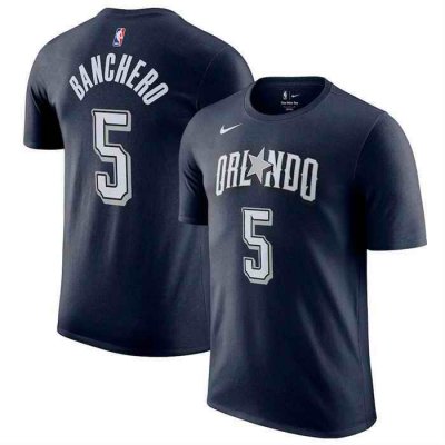 Men's Orlando Magic #5 Paolo Banchero Navy 2023/24 City Edition Name & Number T-Shirt