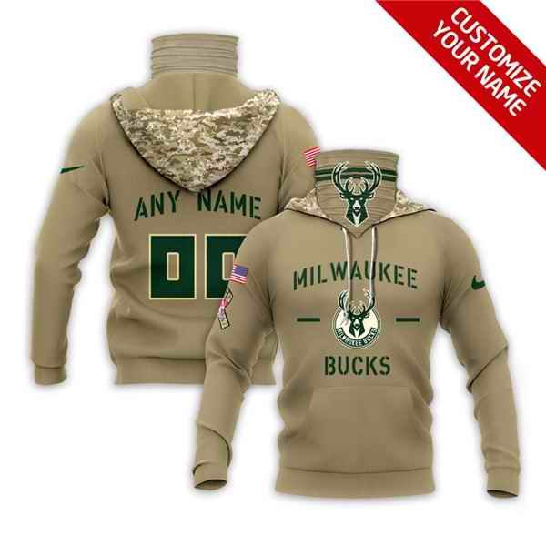 Men's Milwaukee Bucks Tan Customize Hoodies Mask