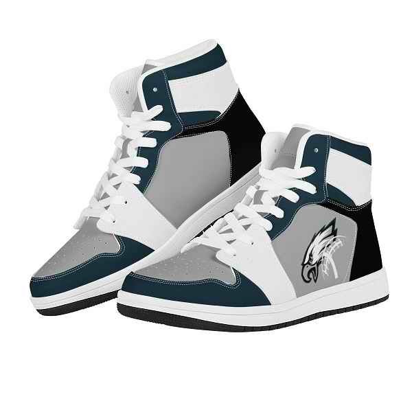 Women's Philadelphia Eagles High Top Leather AJ1 Sneakers 001