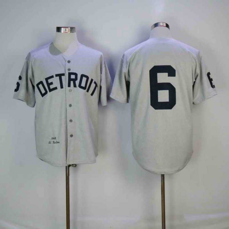 Men's Detriot Tigers #6 Al Kaline Gray 1968 Mitchell & Ness Stitched MLB Jersey