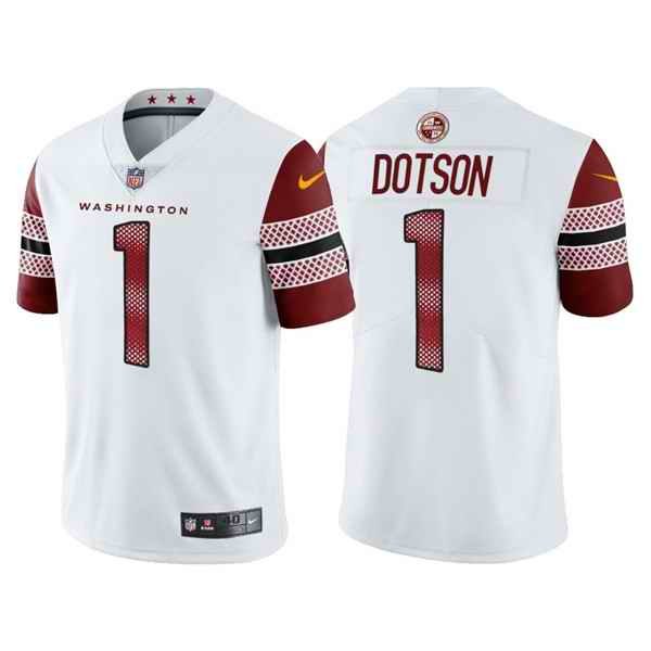 Men's Washington Commanders #1 Jahan Dotson White Vapor Untouchable Stitched Football Jersey