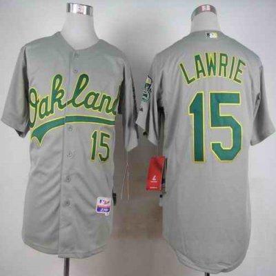 Athletics #15 Brett Lawrie Grey Cool Base Stitched MLB Jersey