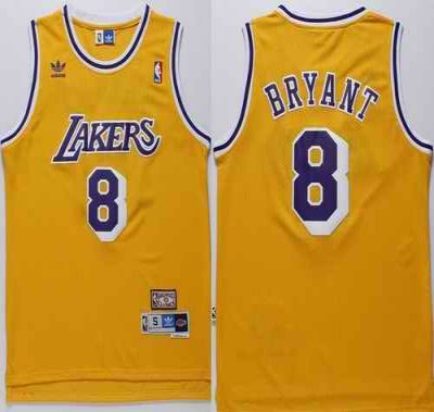 Lakers #8 Kobe Bryant Gold Throwback Stitched NBA Jersey