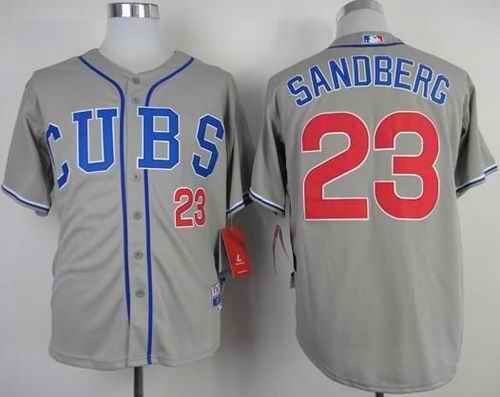 Cubs #23 Ryne Sandberg Grey Alternate Road Cool Base Stitched MLB Jersey