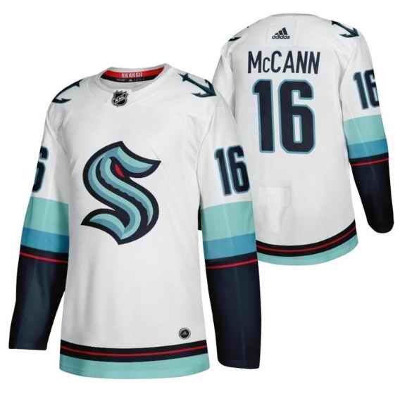 Men's Seattle Kraken #16 Jared McCann White Stitched Jersey