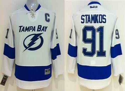 Lightning #91 Steven Stamkos White Stitched Youth NHL Jersey