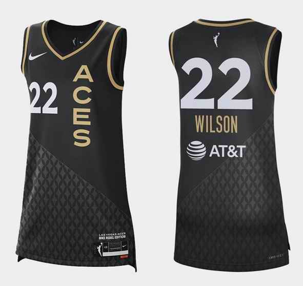 Women Las Vegas Aces #22 A'ja Wilson Black Stitched WNBA Jersey