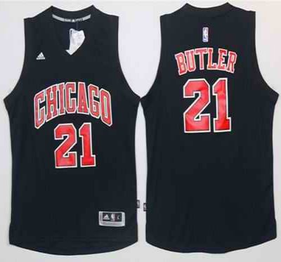 Bulls #21 Jimmy Butler Black Fashion Stitched NBA Jersey