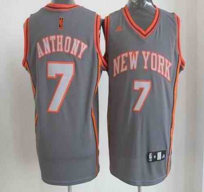 Knicks #7 Carmelo Anthony Grey Graystone Fashion Stitched NBA Jersey