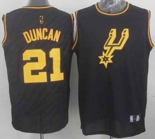 Spurs #21 Tim Duncan Black Precious Metals Fashion Stitched NBA Jersey