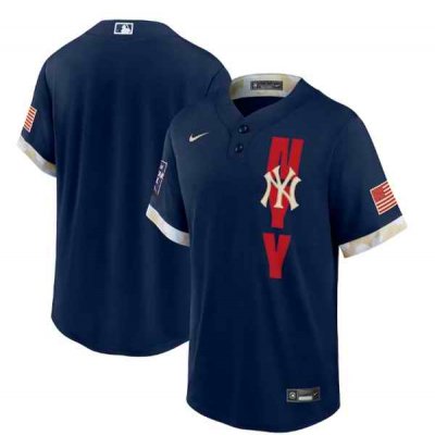 Men's New York Yankees Blank 2021 Navy All-Star Cool Base Stitched MLB Jersey