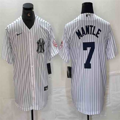 Men's New York Yankees #7 Mickey Mantle White Cool Base Stitched Baseball Jersey