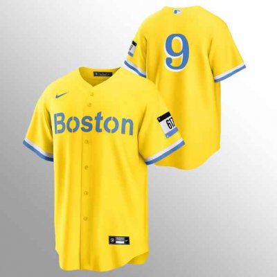 Men's Boston Red Sox #9 Ted Williams Gold 2021 City Connect Stitched MLB Jersey