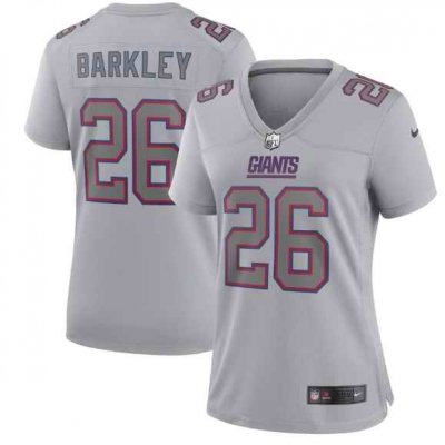 Women's New York Giants #26 Saquon Barkley Grey Atmosphere Fashion Stitched Jersey(Run Small)