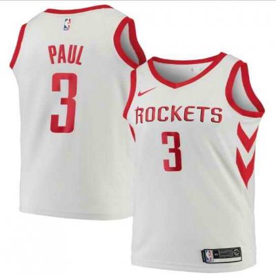 Men's Houston Rockets #3 Chris Paul White Association Edition Swingman Stitched Jersey