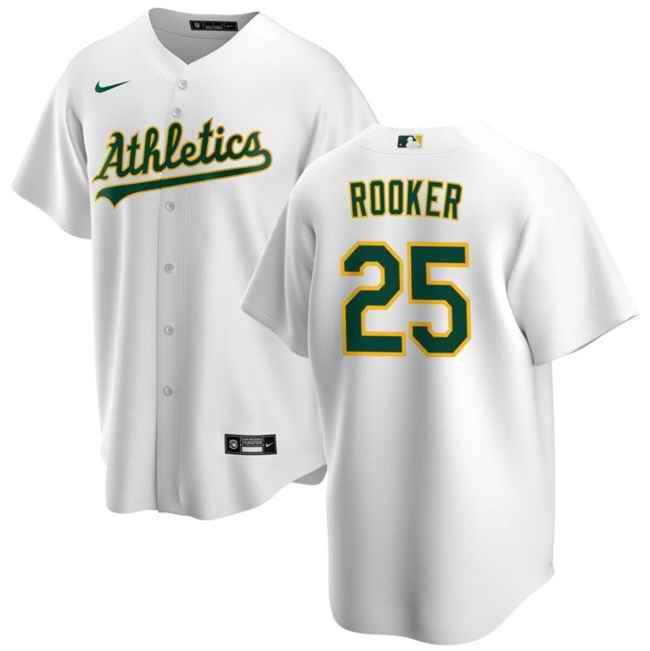 Men's Oakland Athletics #25 Brent Rooker White Cool Base Stitched Jersey