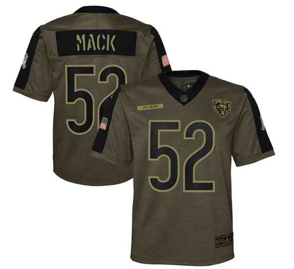 Youth Chicago Bears #52 Khalil Mack 2021 Olive Salute To Service Limited Stitched Jersey