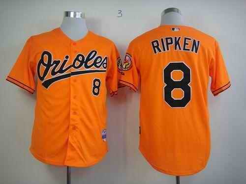 Orioles #8 Cal Ripken Orange Cool Base Stitched MLB Jersey