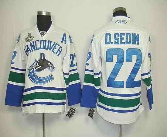 Canucks 2011 Stanley Cup Finals #22 D.sedin White Stitched Youth NHL Jersey