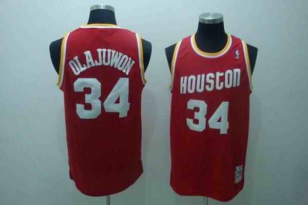 Mitchell and Ness Rockets #34 Hakeem Olajuwon Stitched Red Throwback NBA Jersey