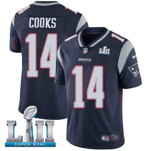 Men's New England Patriots # 14 Brandin Cooks Black  Super Bowl LII Bound Game Jersey