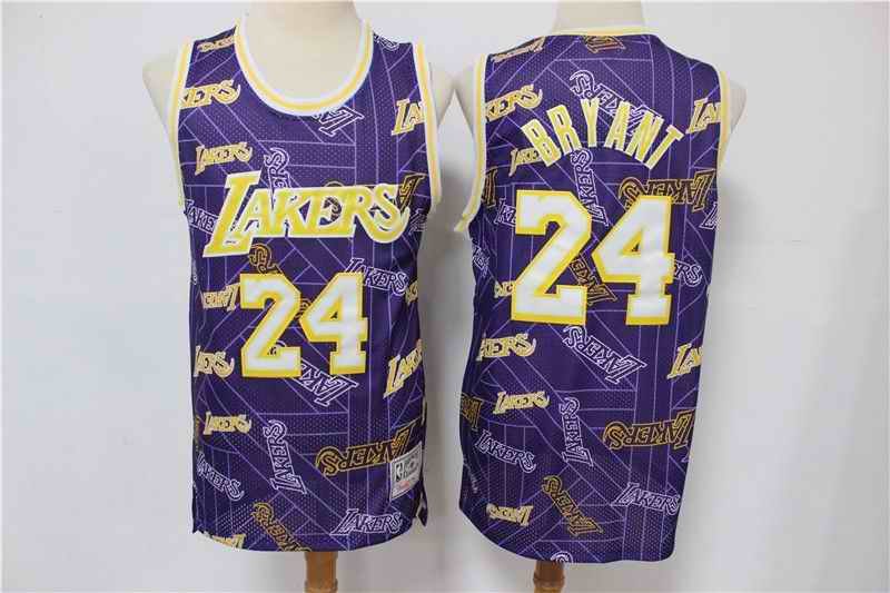 Men's Los Angeles Lakers #24 Kobe Bryant Purple Tear Up Pack Hardwood Classics Swingman Stitched Jersey