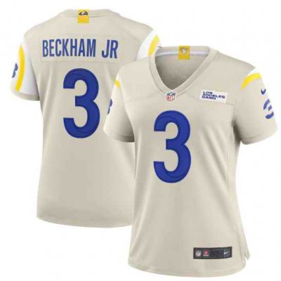 Women's Los Angeles Rams #3 Odell Beckham Jr. Bone Vapor Untouchable Limited Stitched Jersey(Run Small)