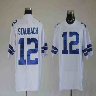 Mitchell & Ness Cowboys #12 Roger Staubach White Stitched Throwback NFL Jersey