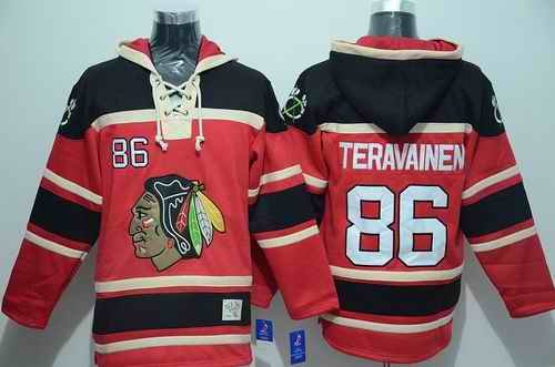 Blackhawks #86 Teuvo Teravainen Red Sawyer Hooded Sweatshirt Stitched NHL Jersey