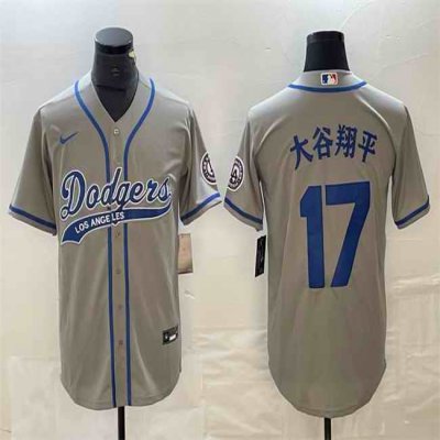 Men's Los Angeles Dodgers #17 ''?? Grey Cool Base With Patch Stitched Baseball Jersey