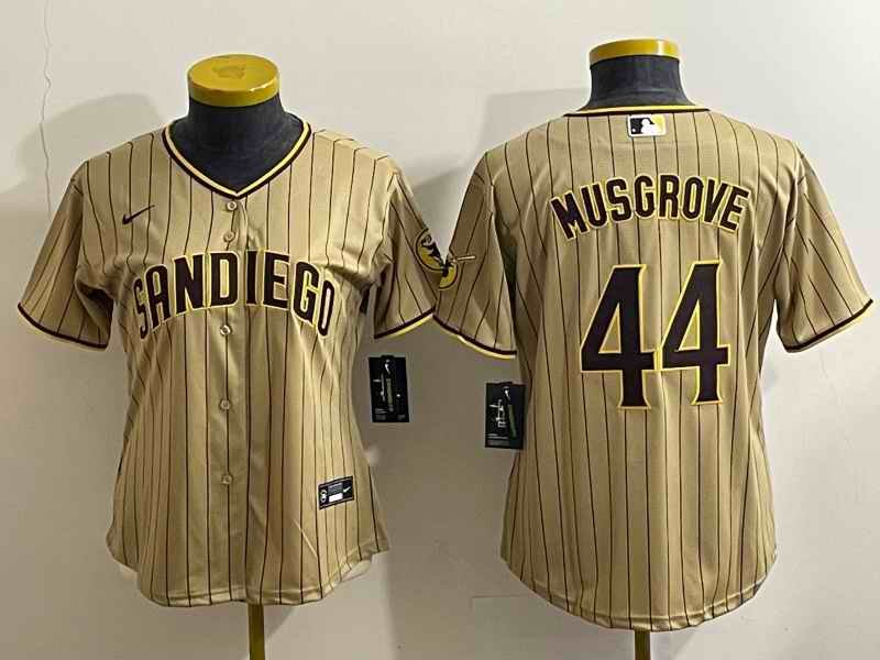 Women's San Diego Padres #44 Joe Musgrove Brown Cool Base Stitched Baseball Jersey(Run Small)