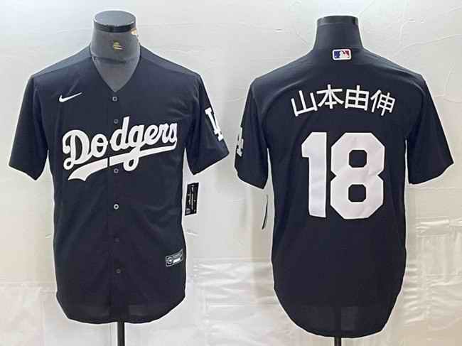 Men's Los Angeles Dodgers #18 ?''' Black Cool Base Stitched Baseball Jersey