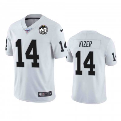 Men's Oakland Raiders #14 DeShone Kizer White 100th Season with 60 Patch Vapor Limited Stitched NFL Jersey