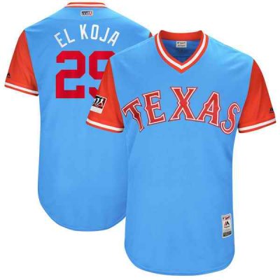 Men's Texas Rangers #29 Adrian Beltre El Koja Majestic Light Blue/Royal 2017 Little League World Series Players Weekend Classic Stitched MLB Jersey