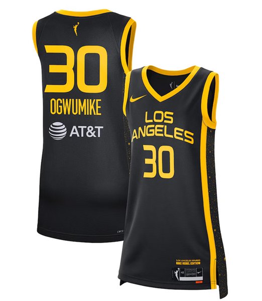 Men's Los Angeles Sparks #30 Nneka Ogwumike Black Rebel Edition Stitched Jersey