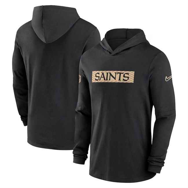 Men's New Orleans Saints Black Sideline Performance Hoodie