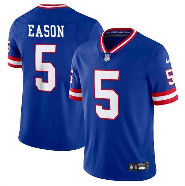 Men's New York Giants #5 Jacob Eason Royal Throwback  Limited Stitched Jersey