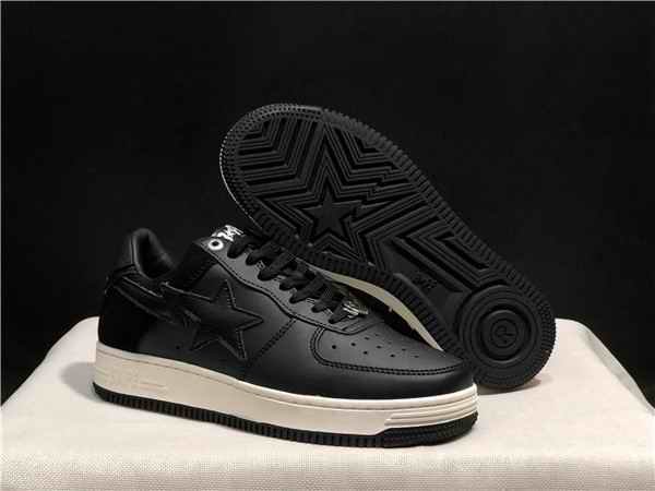 Women's Bape Sta Low Top Leather Black Shoes 010