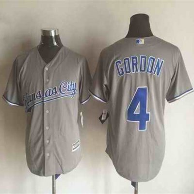 Royals #4 Alex Gordon New Grey Cool Base Stitched MLB Jersey